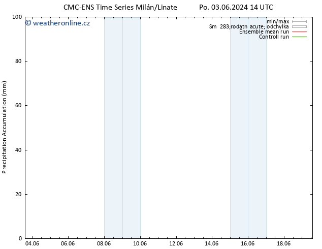 Precipitation accum. CMC TS Čt 13.06.2024 14 UTC