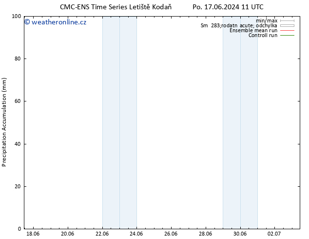 Precipitation accum. CMC TS Út 18.06.2024 17 UTC