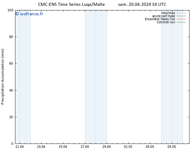 Précipitation accum. CMC TS sam 20.04.2024 20 UTC