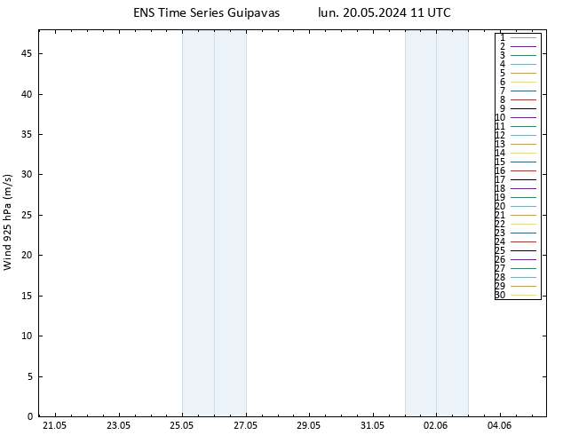 Vento 925 hPa GEFS TS lun 20.05.2024 11 UTC