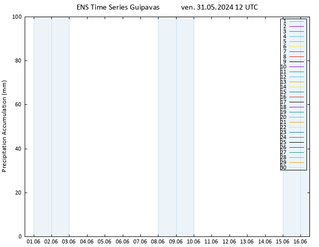 Precipitation accum. GEFS TS ven 31.05.2024 18 UTC