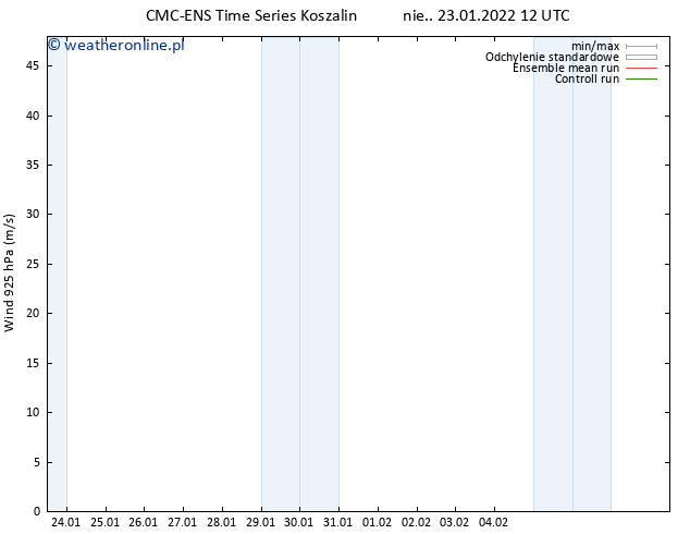 wiatr 925 hPa CMC TS nie. 23.01.2022 12 UTC