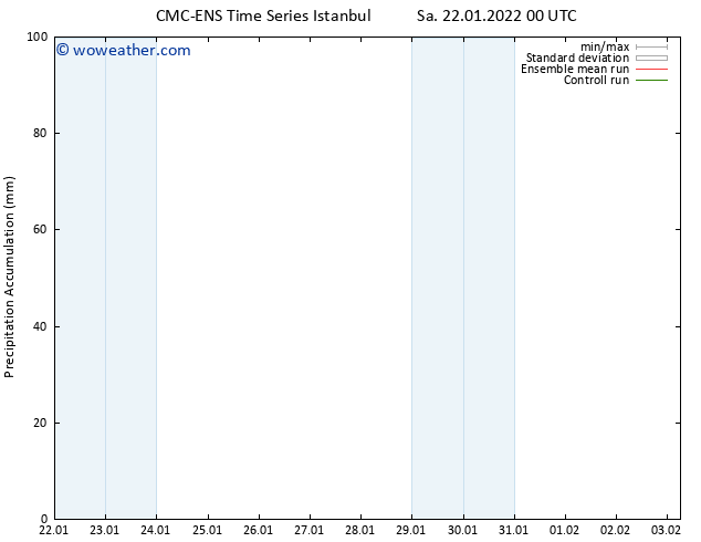 Precipitation accum. CMC TS Sa 22.01.2022 06 UTC