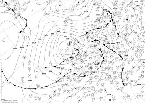 DWD Fronts Th 28.03.2024 18 UTC