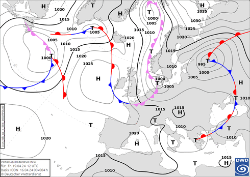 DWD Fronts Sex 19.04.2024 12 UTC