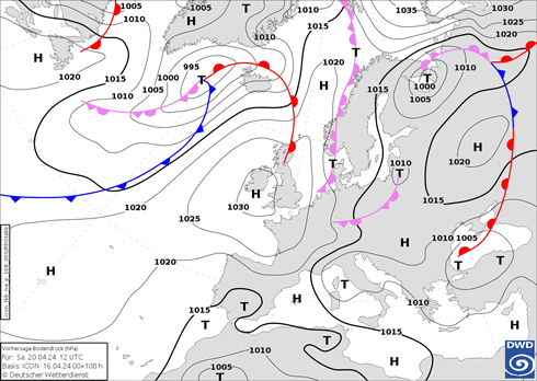 DWD Fronts Sa 20.04.2024 12 UTC