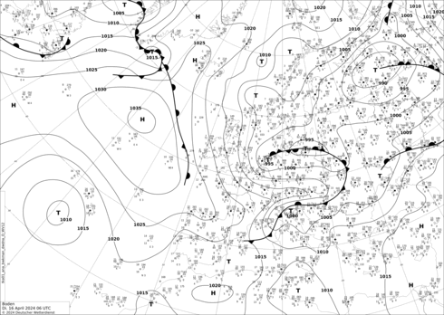 DWD Fronts Tu 16.04.2024 06 UTC