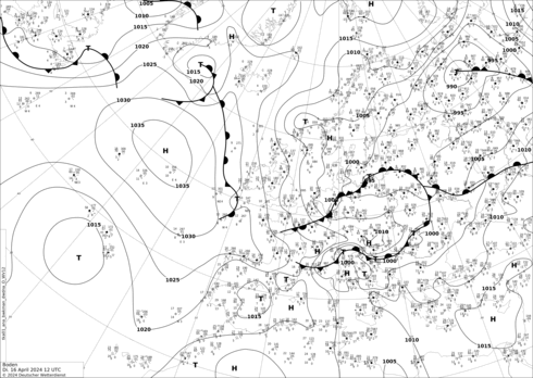 DWD Fronts Út 16.04.2024 12 UTC