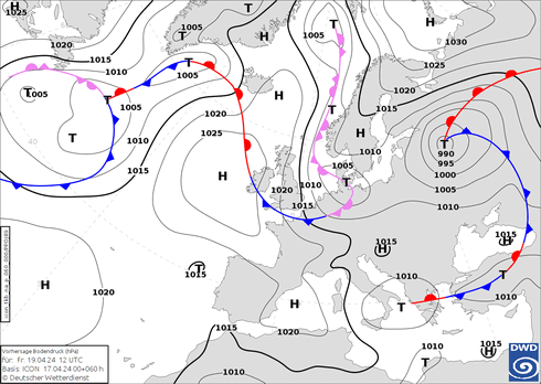 DWD Fronts ven 19.04.2024 12 UTC