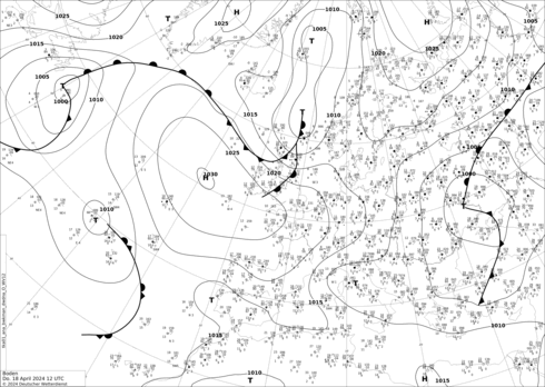 DWD Fronts jeu 18.04.2024 12 UTC