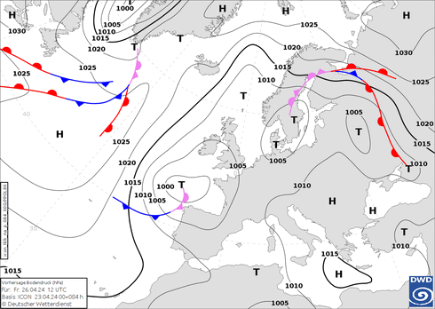 DWD Fronts  26.04.2024 12 UTC