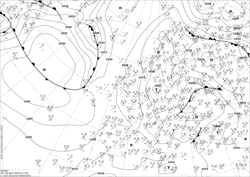 DWD Fronts We 24.04.2024 12 UTC