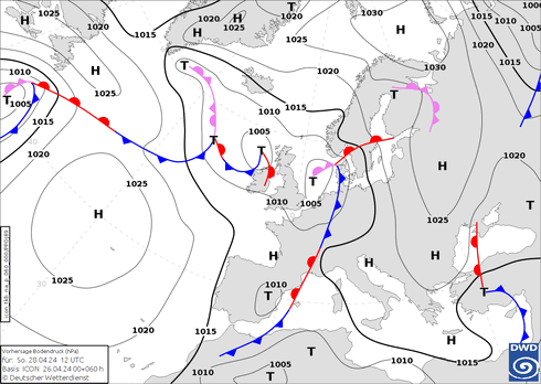 DWD Fronts Su 28.04.2024 12 UTC