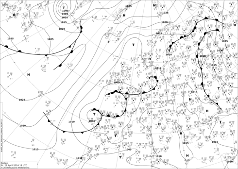 DWD Fronts Fr 26.04.2024 18 UTC