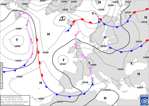 DWD Fronts Th 02.05.2024 12 UTC