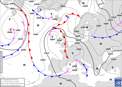 DWD Fronts We 01.05.2024 12 UTC