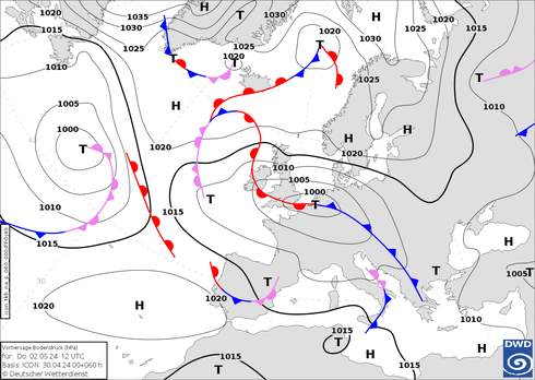 DWD Fronts Th 02.05.2024 12 UTC