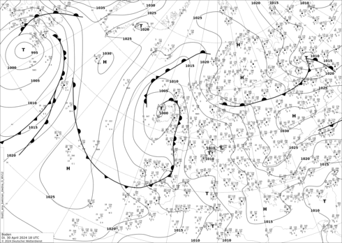 DWD Fronts Tu 30.04.2024 18 UTC