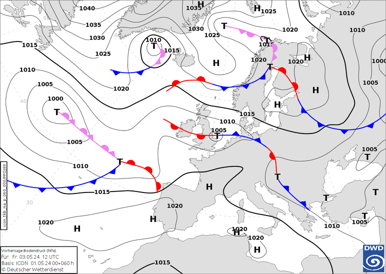 DWD Fronts ven 03.05.2024 12 UTC