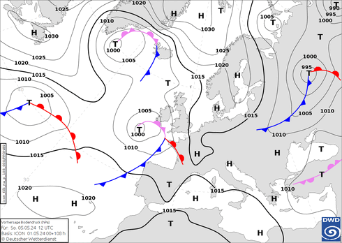 DWD Fronts Paz 05.05.2024 12 UTC