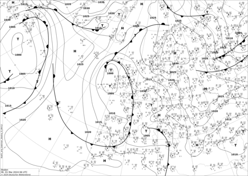 DWD Fronts śro. 01.05.2024 06 UTC