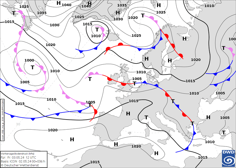 DWD Fronts  03.05.2024 12 UTC