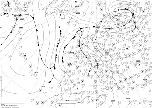 DWD Fronts Th 16.05.2024 00 UTC