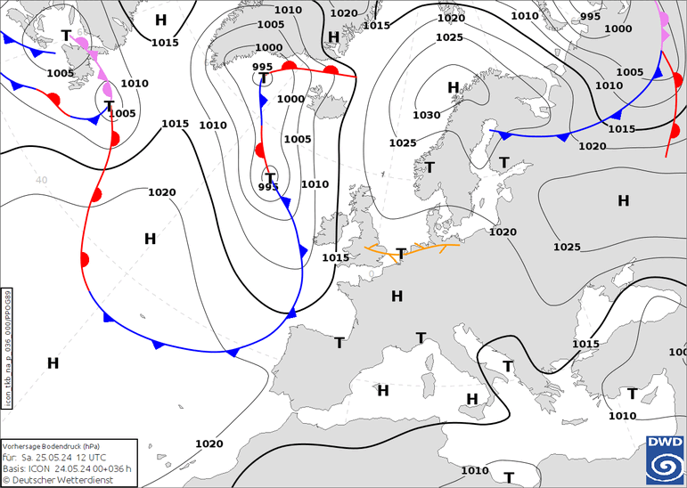 DWD Fronts сб 25.05.2024 12 UTC