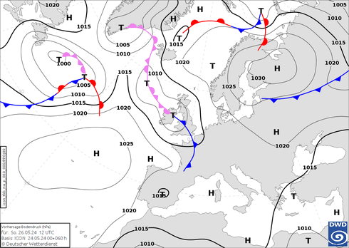 DWD Fronts Paz 26.05.2024 12 UTC