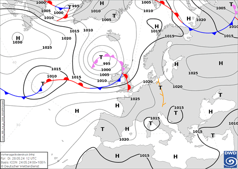 DWD Fronts mar 28.05.2024 12 UTC