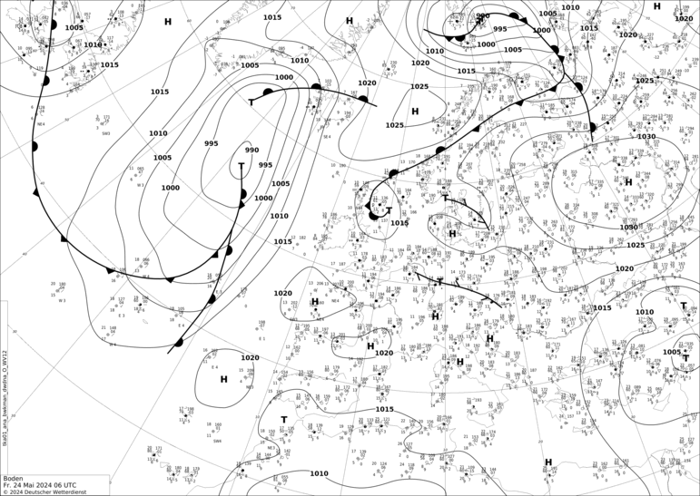 DWD Fronts Fr 24.05.2024 06 UTC