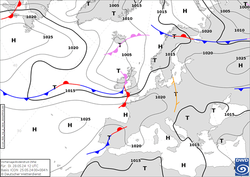 DWD Fronts mar 28.05.2024 12 UTC