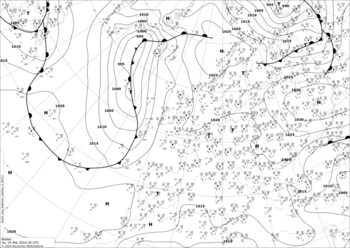 DWD Fronts so. 25.05.2024 00 UTC