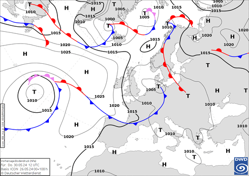 DWD Fronts jue 30.05.2024 12 UTC