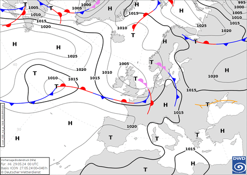 DWD Fronts Qua 29.05.2024 00 UTC