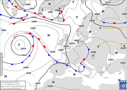 DWD Fronts Th 30.05.2024 12 UTC