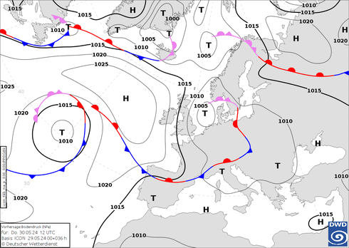 DWD Fronts  30.05.2024 12 UTC