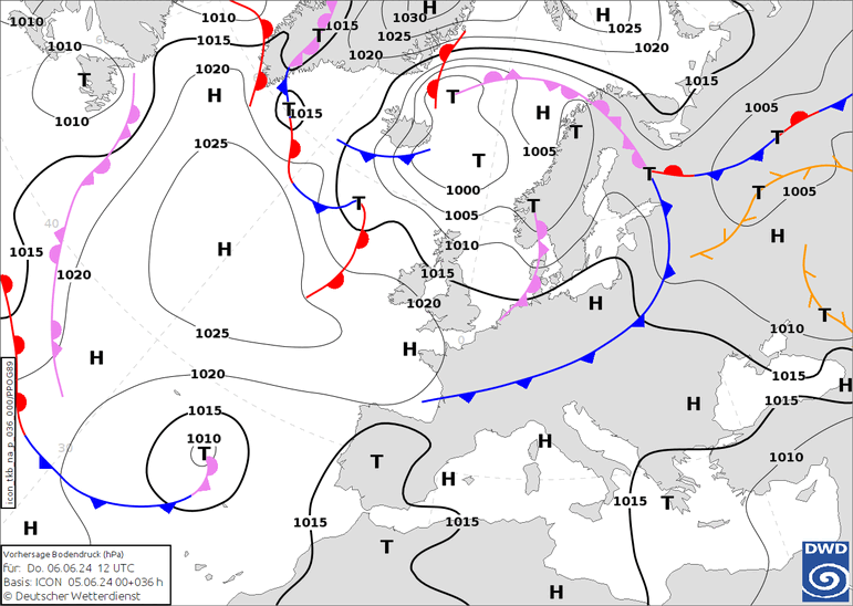 DWD Fronts Th 06.06.2024 12 UTC