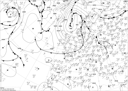 DWD Fronts śro. 05.06.2024 06 UTC