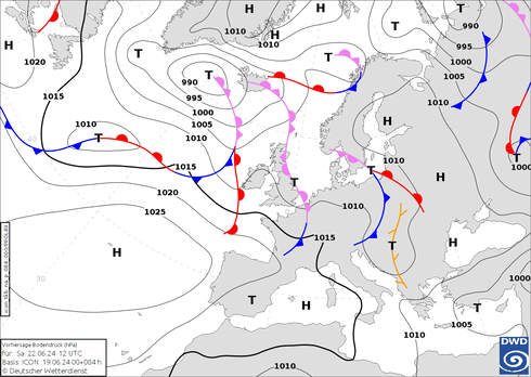 DWD Fronts sab 22.06.2024 12 UTC