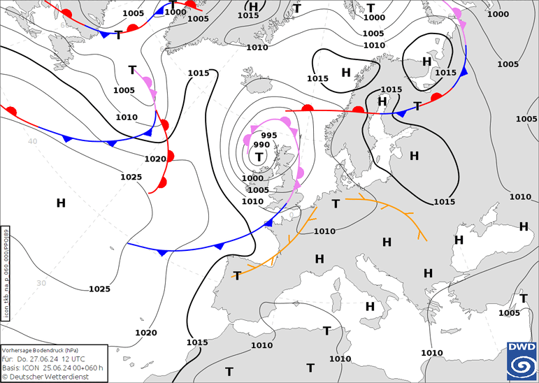 DWD Fronts Qui 27.06.2024 12 UTC