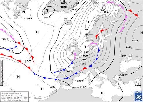 DWD Fronts Qui 26.09.2024 12 UTC