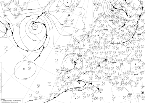 DWD Fronts Su 22.09.2024 00 UTC