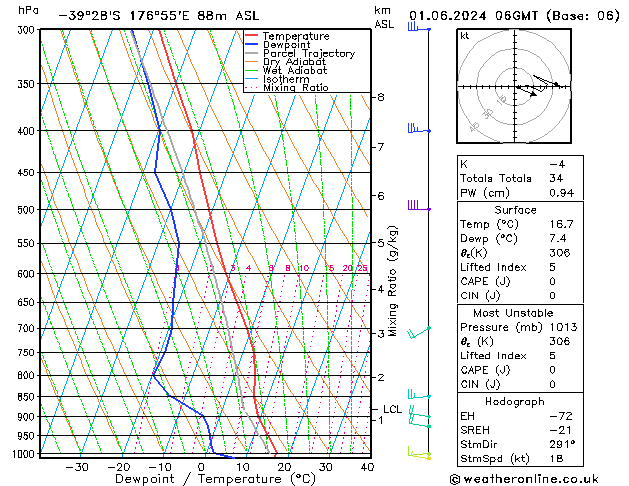 Model temps GFS So 01.06.2024 06 UTC