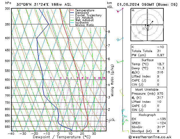 Model temps GFS So 01.06.2024 06 UTC