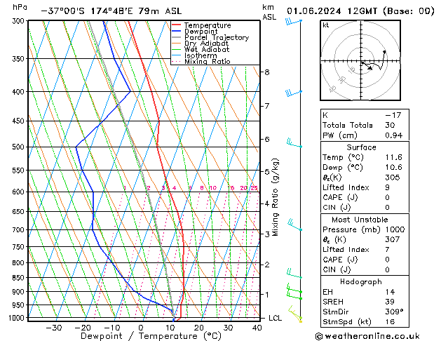 Model temps GFS Sa 01.06.2024 12 UTC