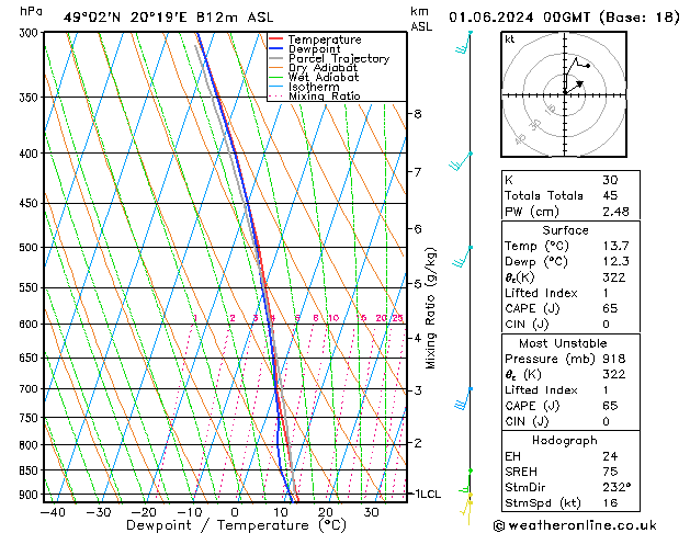 Model temps GFS Sa 01.06.2024 00 UTC