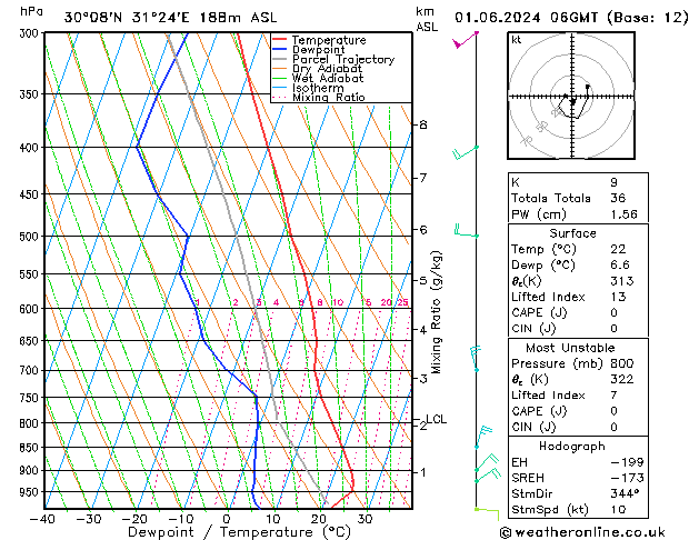 Model temps GFS So 01.06.2024 06 UTC