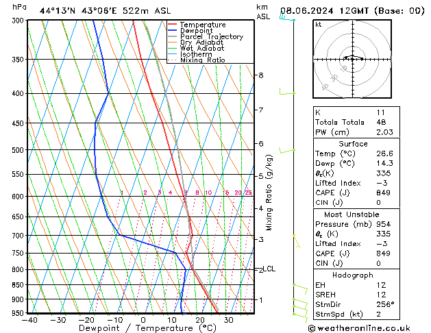 Model temps GFS сб 08.06.2024 12 UTC