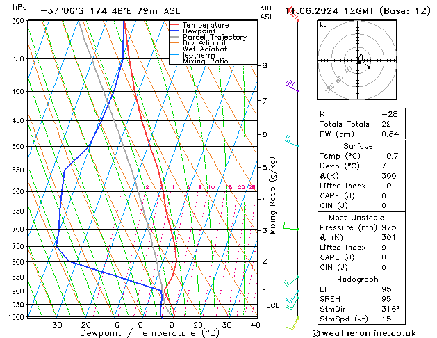 Model temps GFS вт 11.06.2024 12 UTC